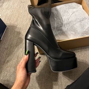 Thigh High Black Leather Boots